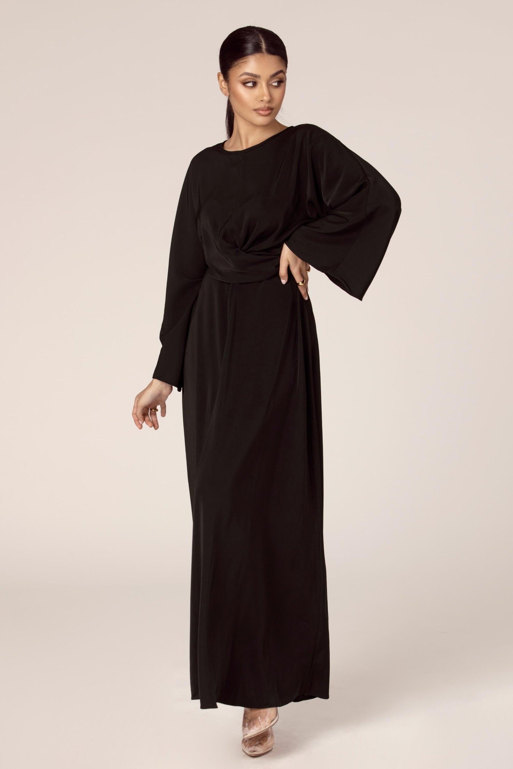 Mina Wrap Waist Maxi Dress - Black